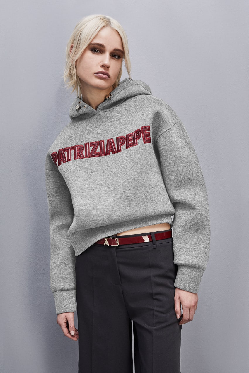 Patrizia Pepe Oversized Hoodie γκρι | CIJWLNB-49