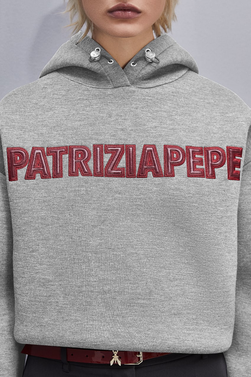 Patrizia Pepe Oversized Hoodie γκρι | CIJWLNB-49