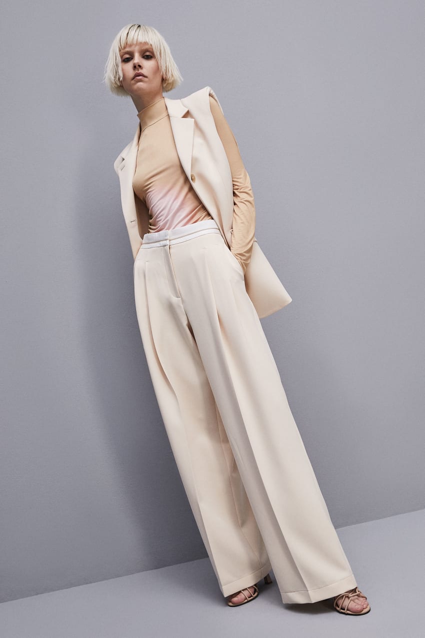 Patrizia Pepe Palazzo Pants In Technical Fabric Μπεζ | RASGVBP-25