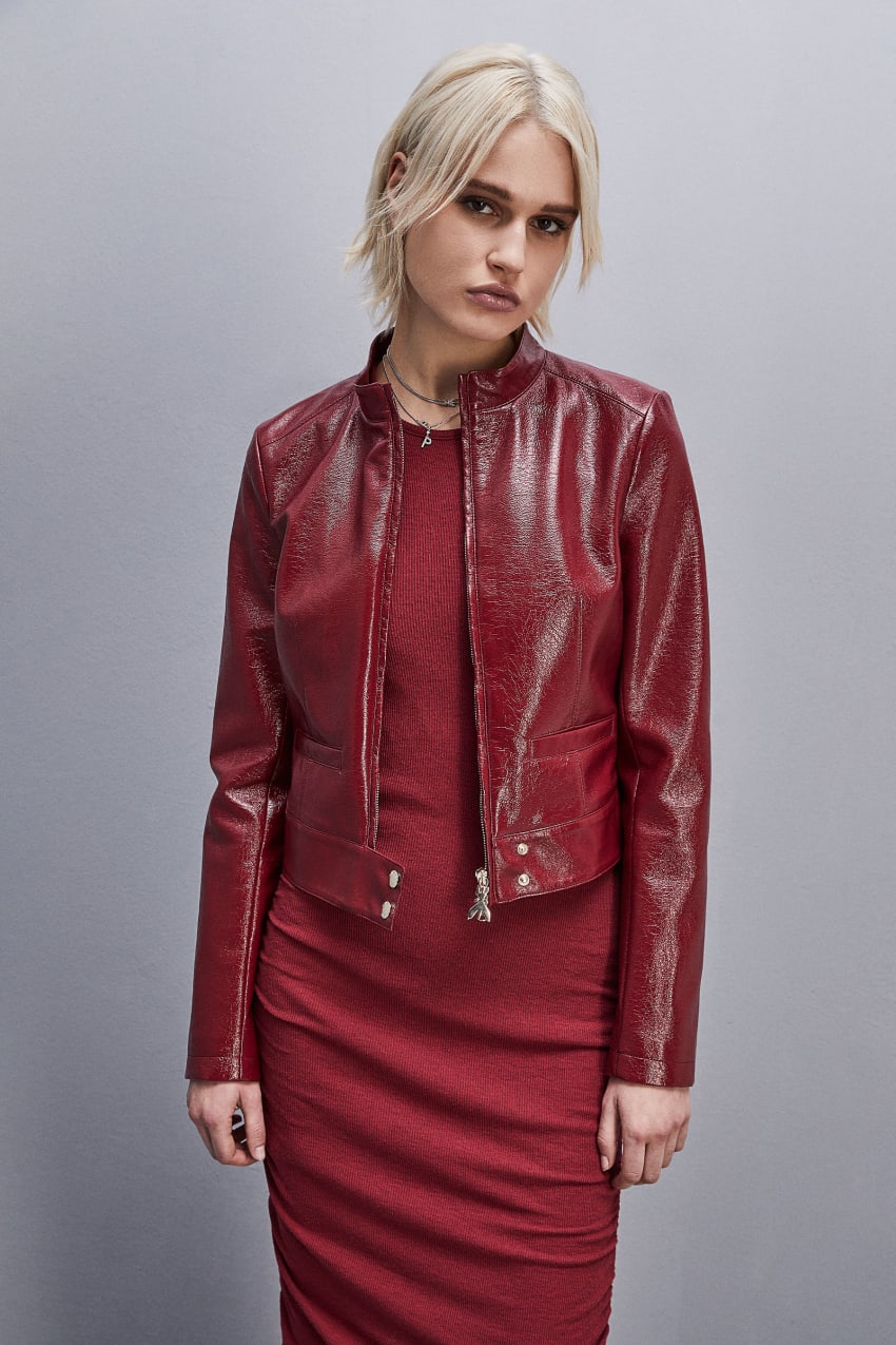 Patrizia Pepe Patent Leather Slim Biker Jacket κοκκινα | GAXBJMT-89