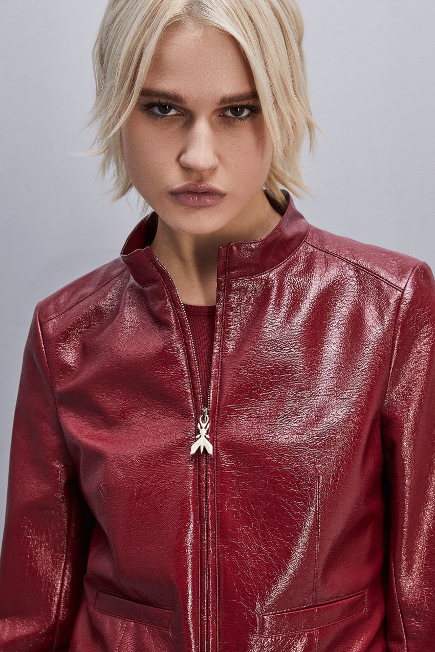 Patrizia Pepe Patent Leather Slim Biker Jacket κοκκινα | GAXBJMT-89