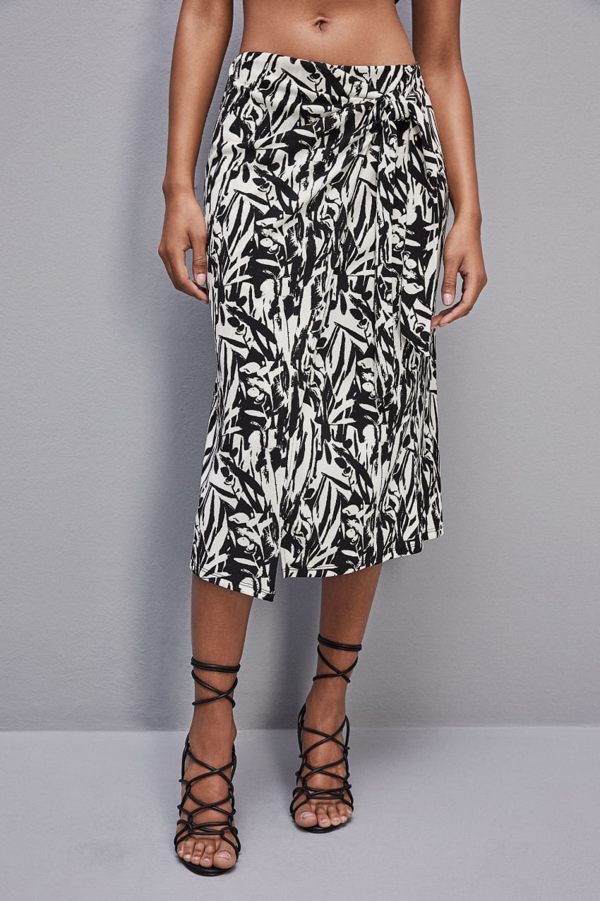 Patrizia Pepe Patterned Jersey Midi Skirt ασπρα | MJSWPXG-51