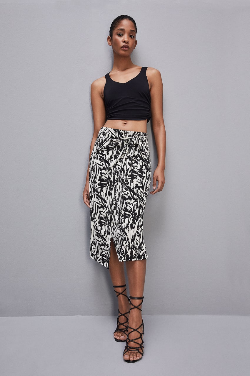 Patrizia Pepe Patterned Jersey Midi Skirt ασπρα | MJSWPXG-51