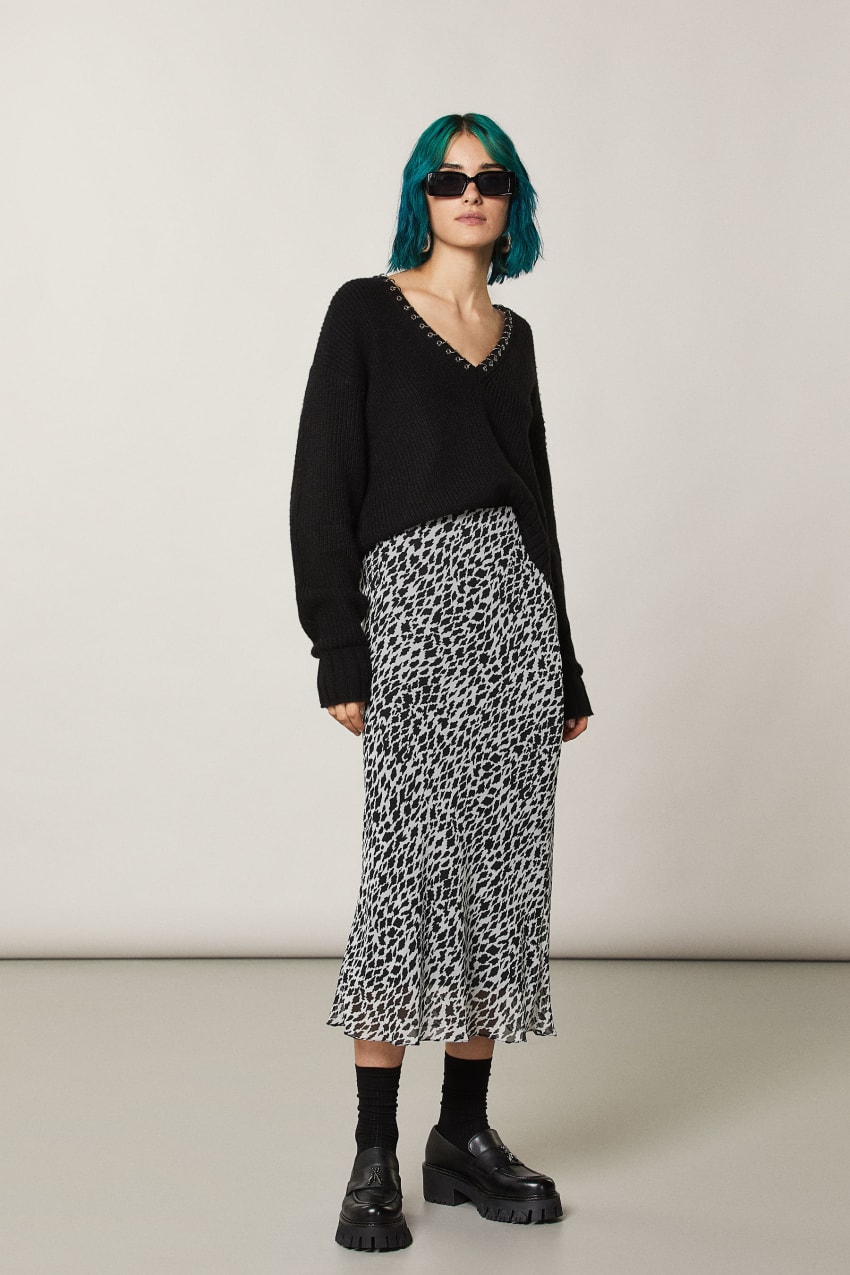 Patrizia Pepe Patterned Midi Skirt ασπρα | ZCSKWDF-81