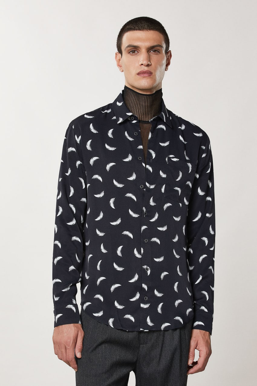 Patrizia Pepe Patterned Shirt With Breast Pocket μαυρα | OZUBLPV-82