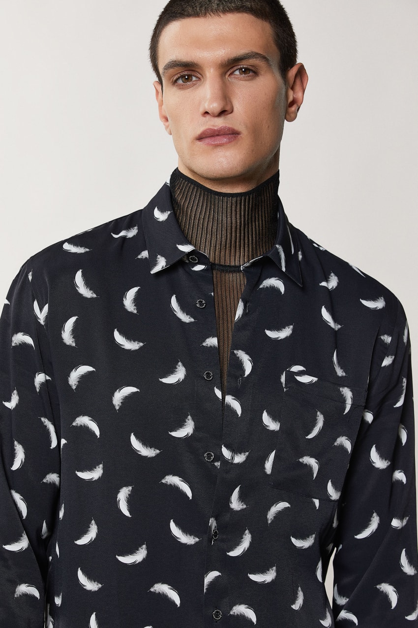 Patrizia Pepe Patterned Shirt With Breast Pocket μαυρα | OZUBLPV-82