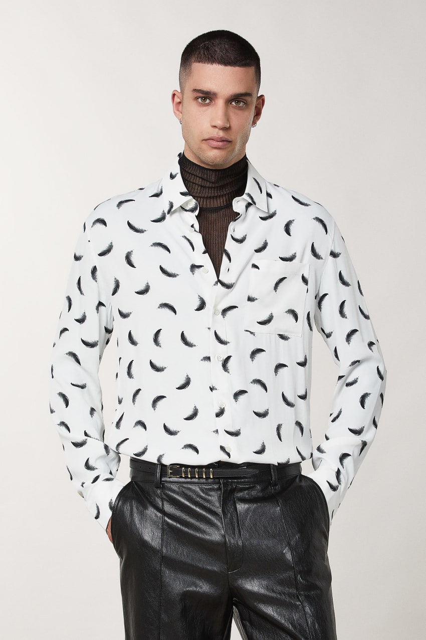 Patrizia Pepe Patterned Shirt With Breast Pocket ασπρα | XRFQZCI-95