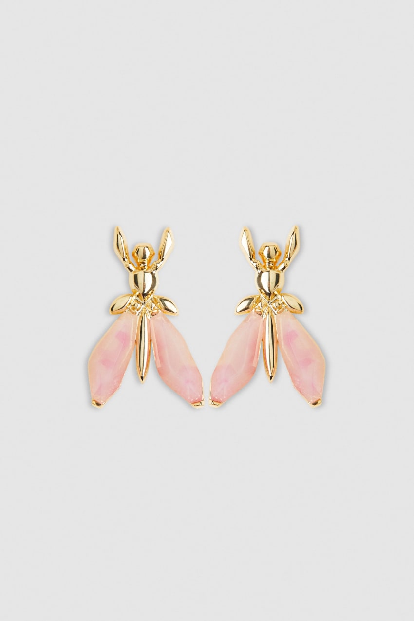 Patrizia Pepe Precious Fly Earrings With Stones ροζ | SLYRAMC-13