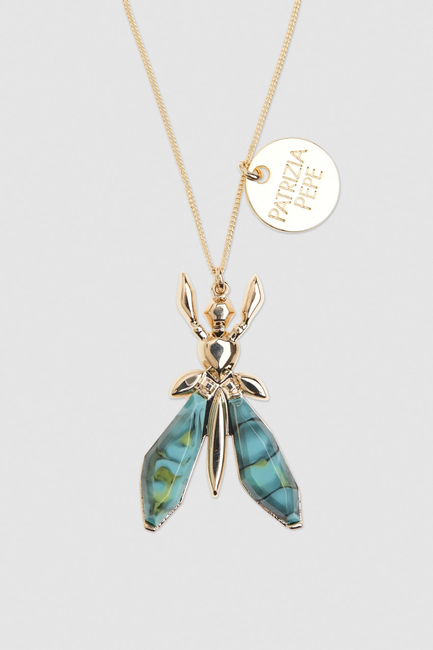 Patrizia Pepe Precious Fly Necklace With Stones πρασινο | RXFMGVZ-01