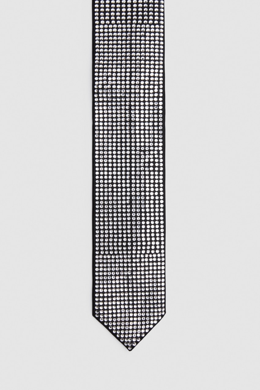 Patrizia Pepe Rhinestone Tie μαυρα | URWPYGV-14