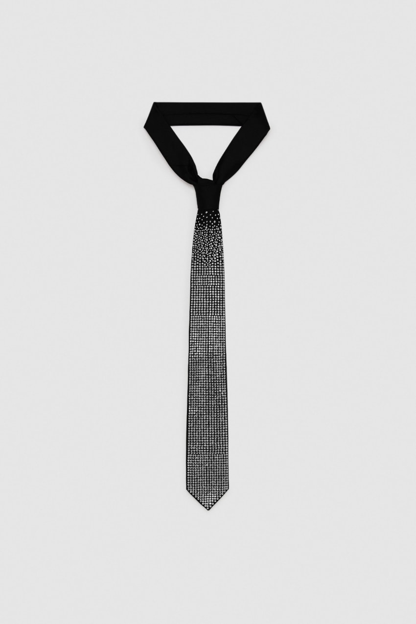 Patrizia Pepe Rhinestone Tie μαυρα | URWPYGV-14