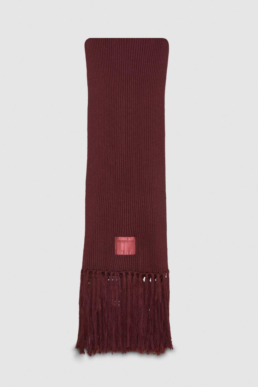 Patrizia Pepe Ribbed Scarf With Fabric Fringes μωβ | VUWNABC-18