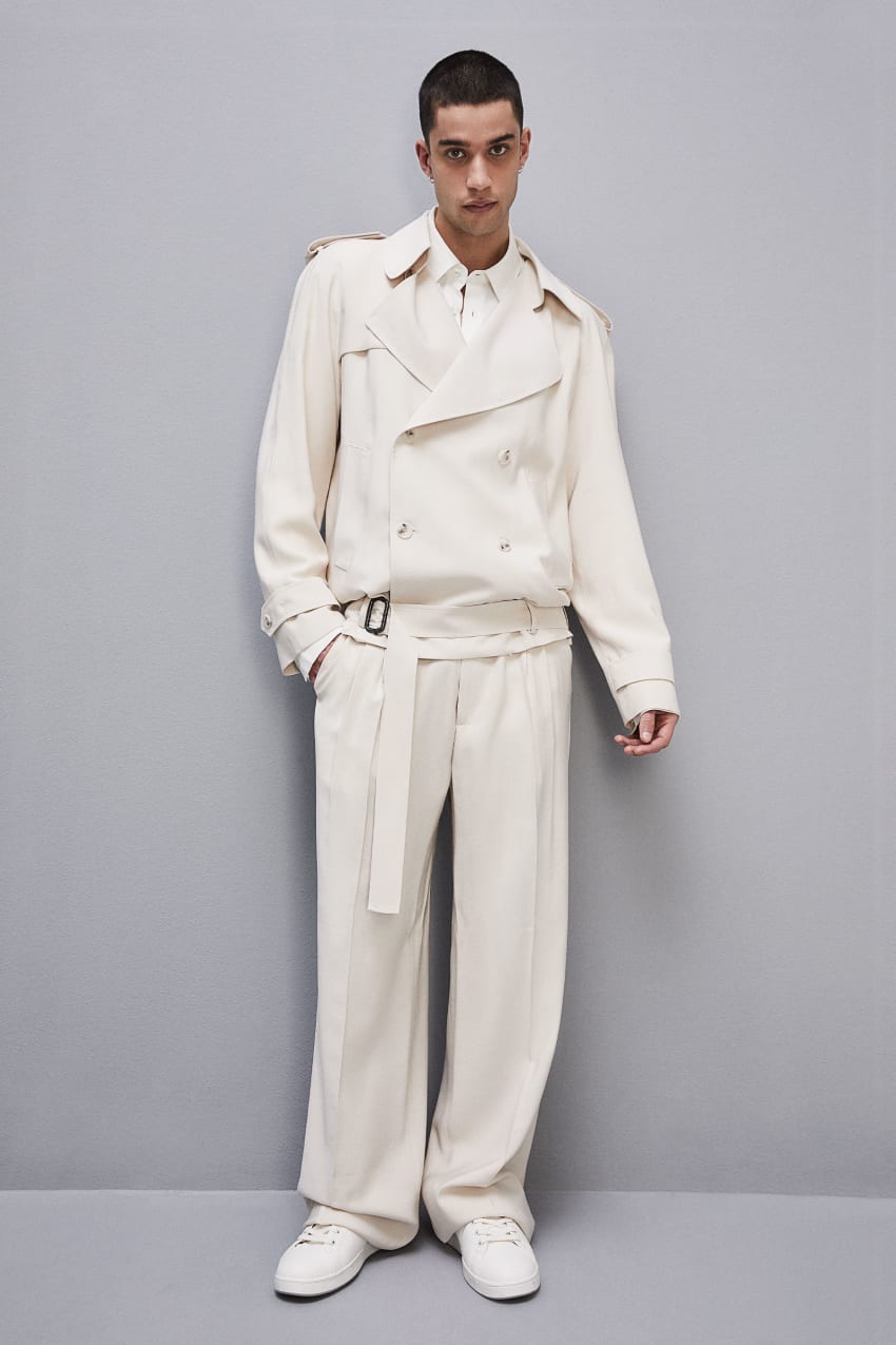 Patrizia Pepe Short Trench-effect Jacket In Viscose Twill Μπεζ | WZCYMXB-09