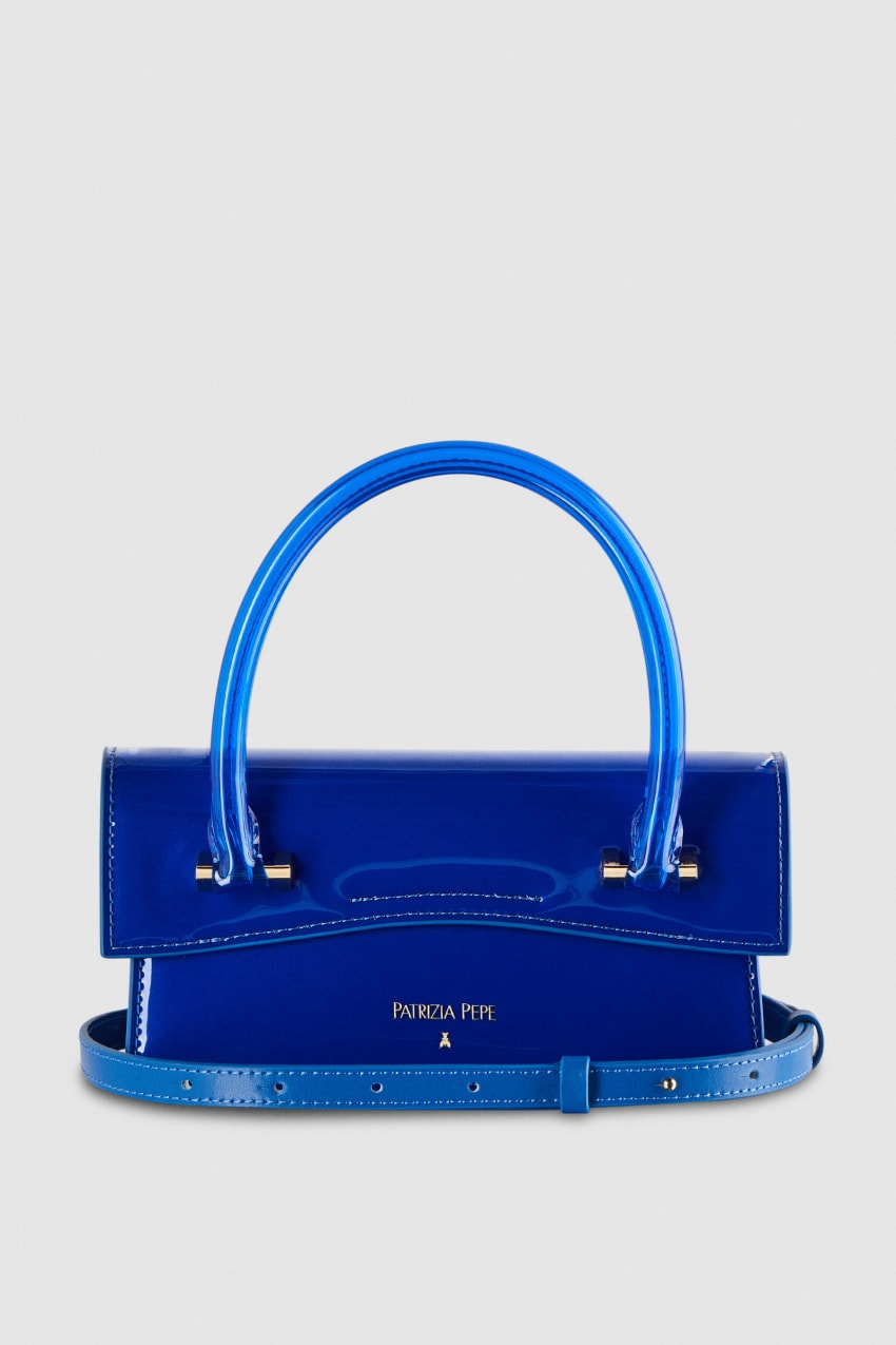 Patrizia Pepe Shoulder Bag In Coated Fabric And Leather Trim ανοιχτο μπλε | IALUXDP-07