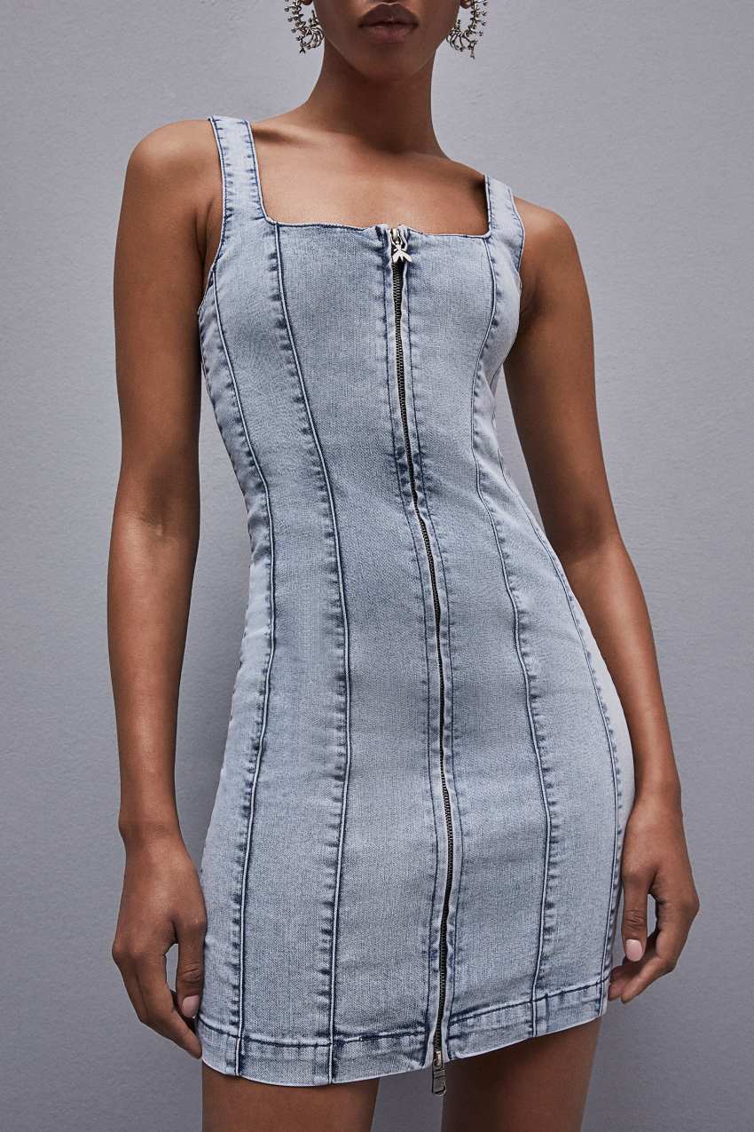 Patrizia Pepe Sleeveless Denim Mini Dress ανοιχτο μπλε | PCUNVJM-26