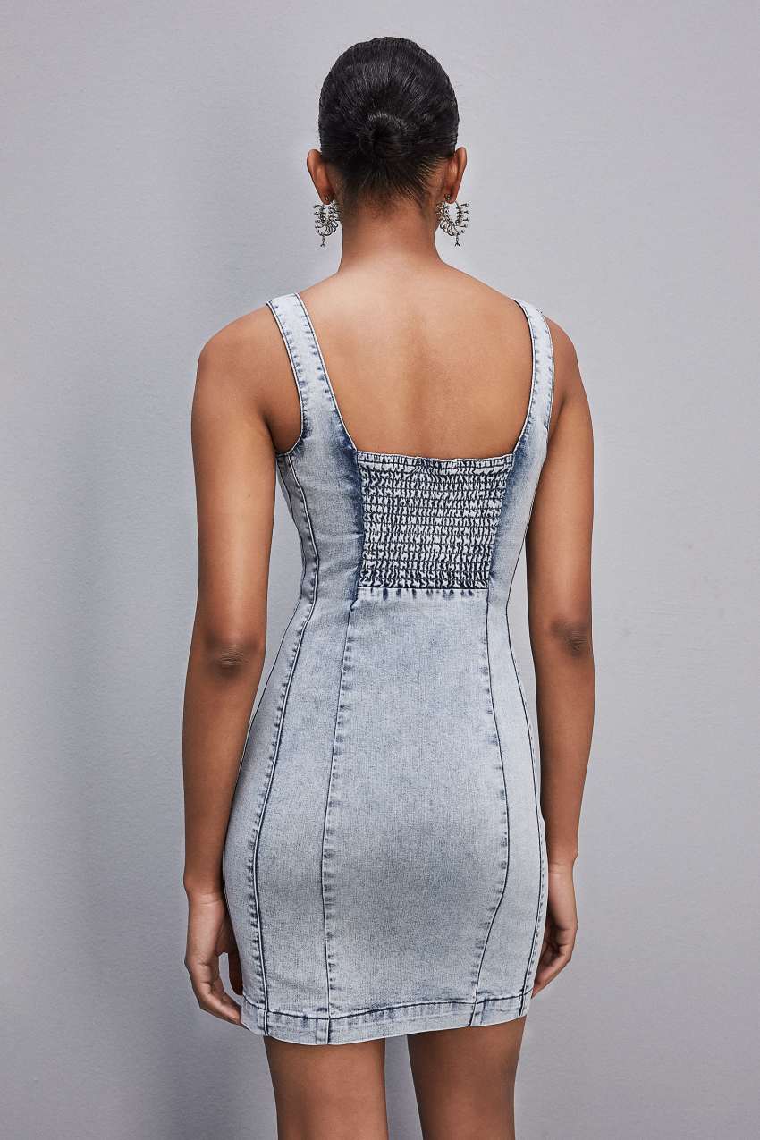 Patrizia Pepe Sleeveless Denim Mini Dress ανοιχτο μπλε | PCUNVJM-26