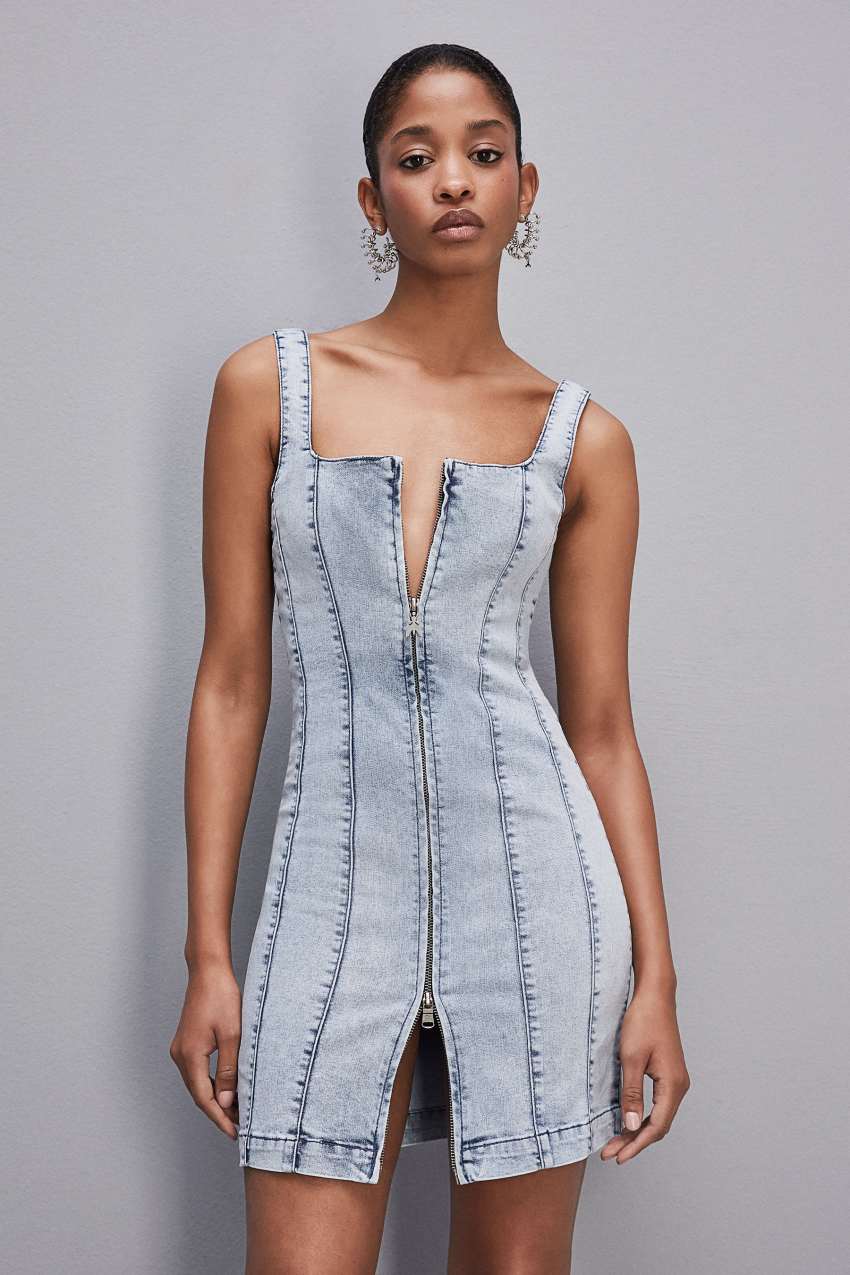 Patrizia Pepe Sleeveless Denim Mini Dress ανοιχτο μπλε | PCUNVJM-26