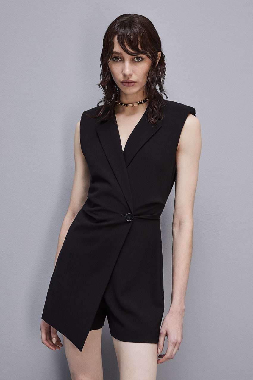 Patrizia Pepe Sleeveless Jumpsuit In Sablè Crepe Fabric μαυρα | GQAXCJO-35