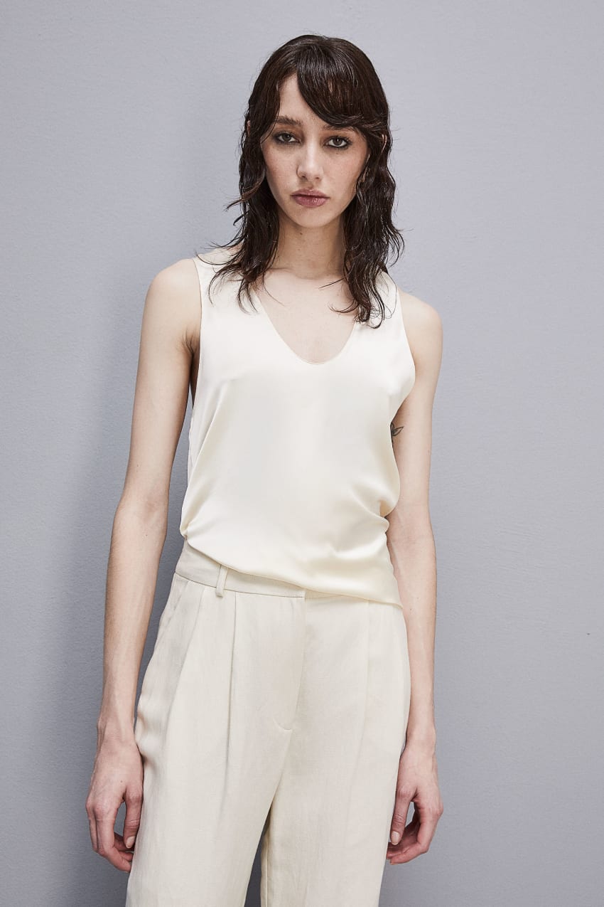 Patrizia Pepe Sleeveless Top Shirt In Certified Viscose ασπρα | XTMCISA-34