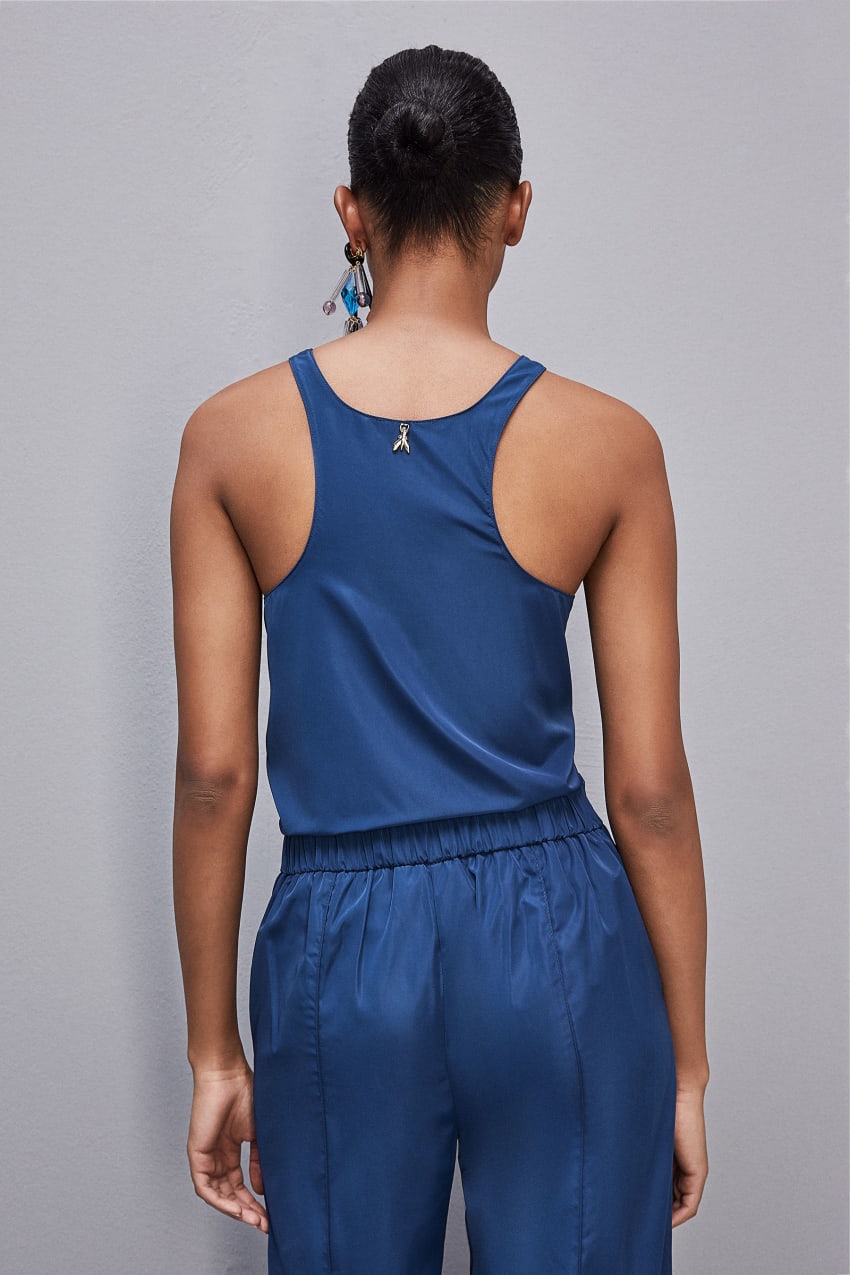 Patrizia Pepe Sleeveless Top Shirt With Round Neckline ανοιχτο μπλε | HQDACMT-51