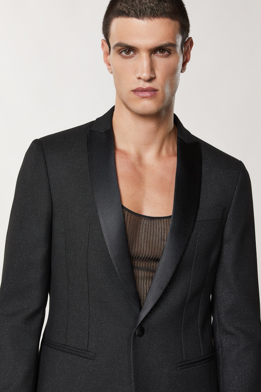 Patrizia Pepe Slim Fit Tuxedo Jacket μαυρα | MGNDHXP-30