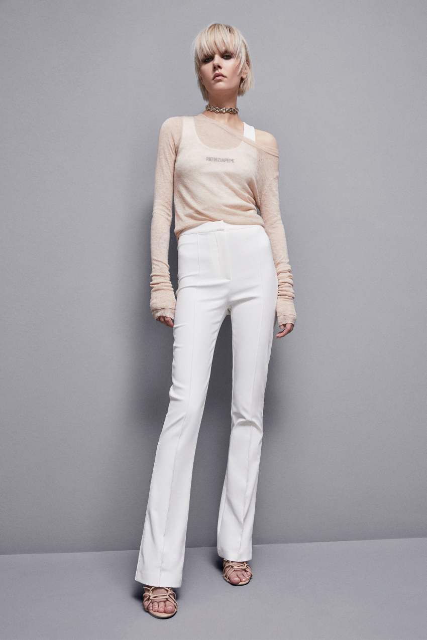 Patrizia Pepe Slim Flare Pants ασπρα | MSWKYFG-39