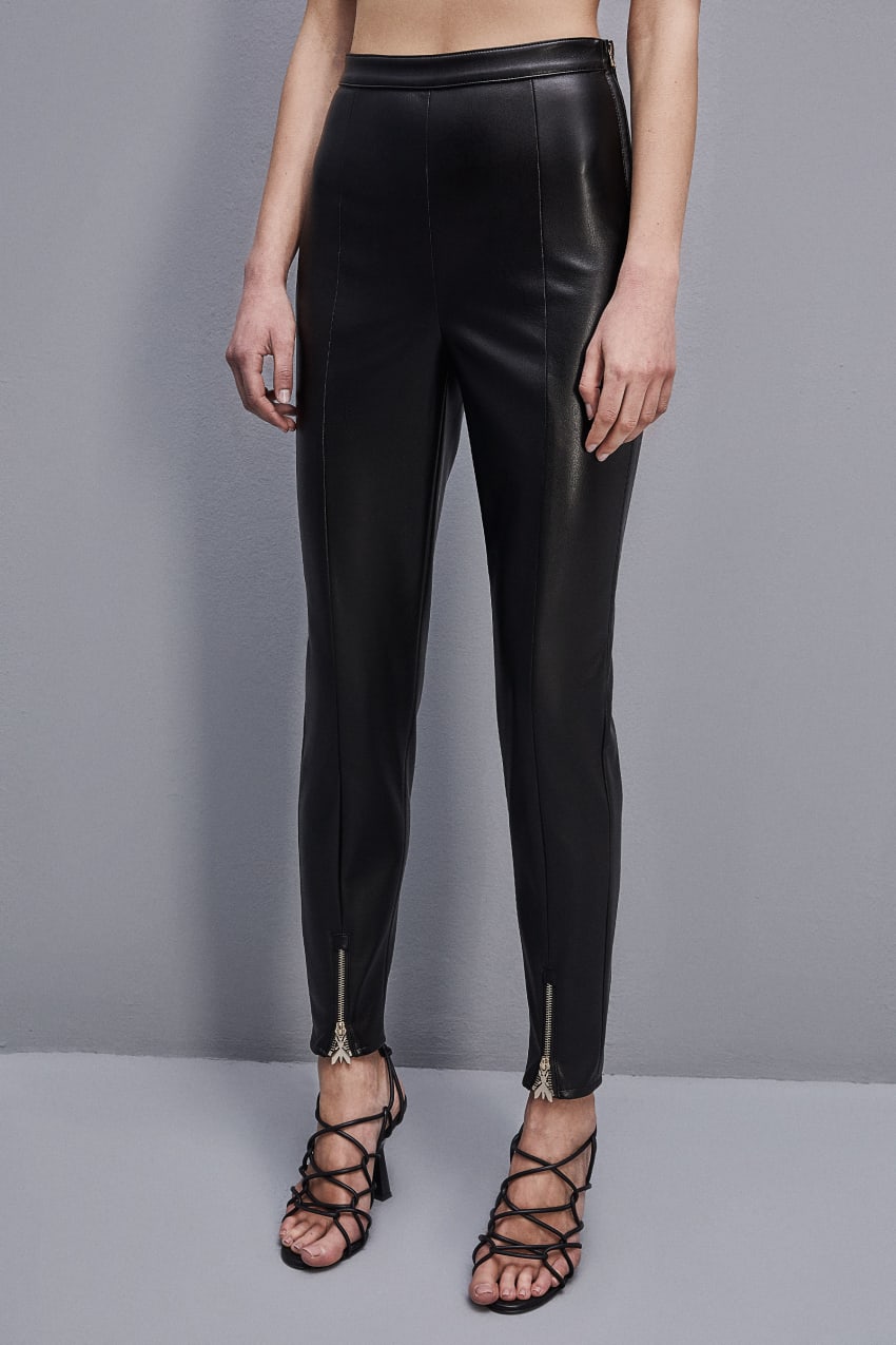 Patrizia Pepe Slim Leggings In Coated Fabric μαυρα | GBTWXNL-12