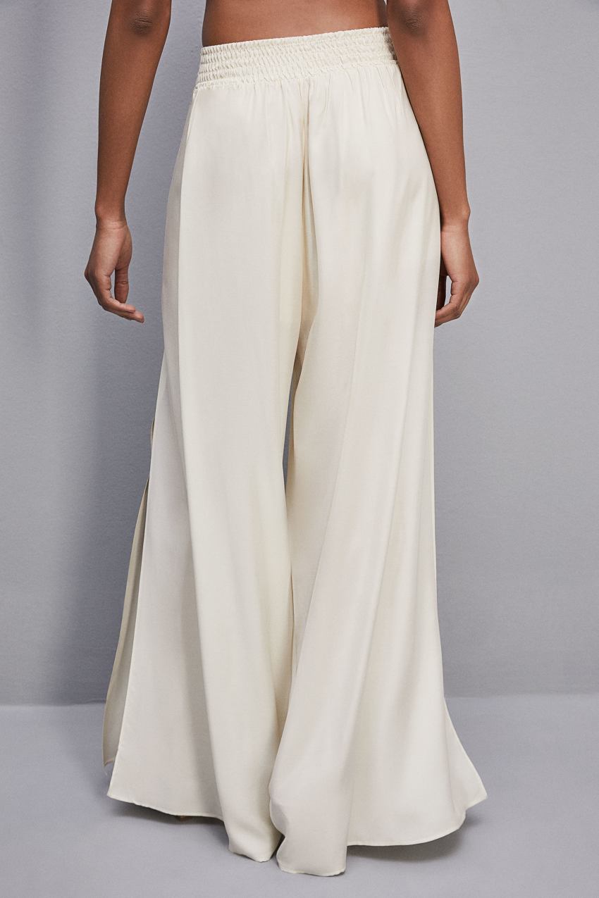 Patrizia Pepe Smock Stitch Palazzo Pants ασπρα | ATJZDES-94