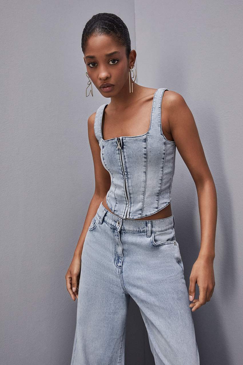 Patrizia Pepe Stretch Denim Top ανοιχτο μπλε | ZUJCNHG-54