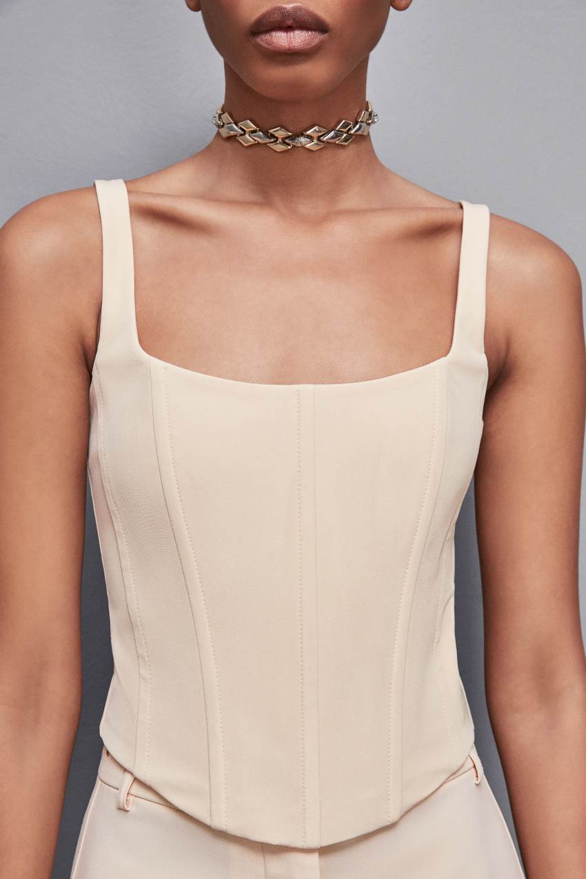 Patrizia Pepe Stretch Fabric Bustier Top Μπεζ | FAZORCM-28