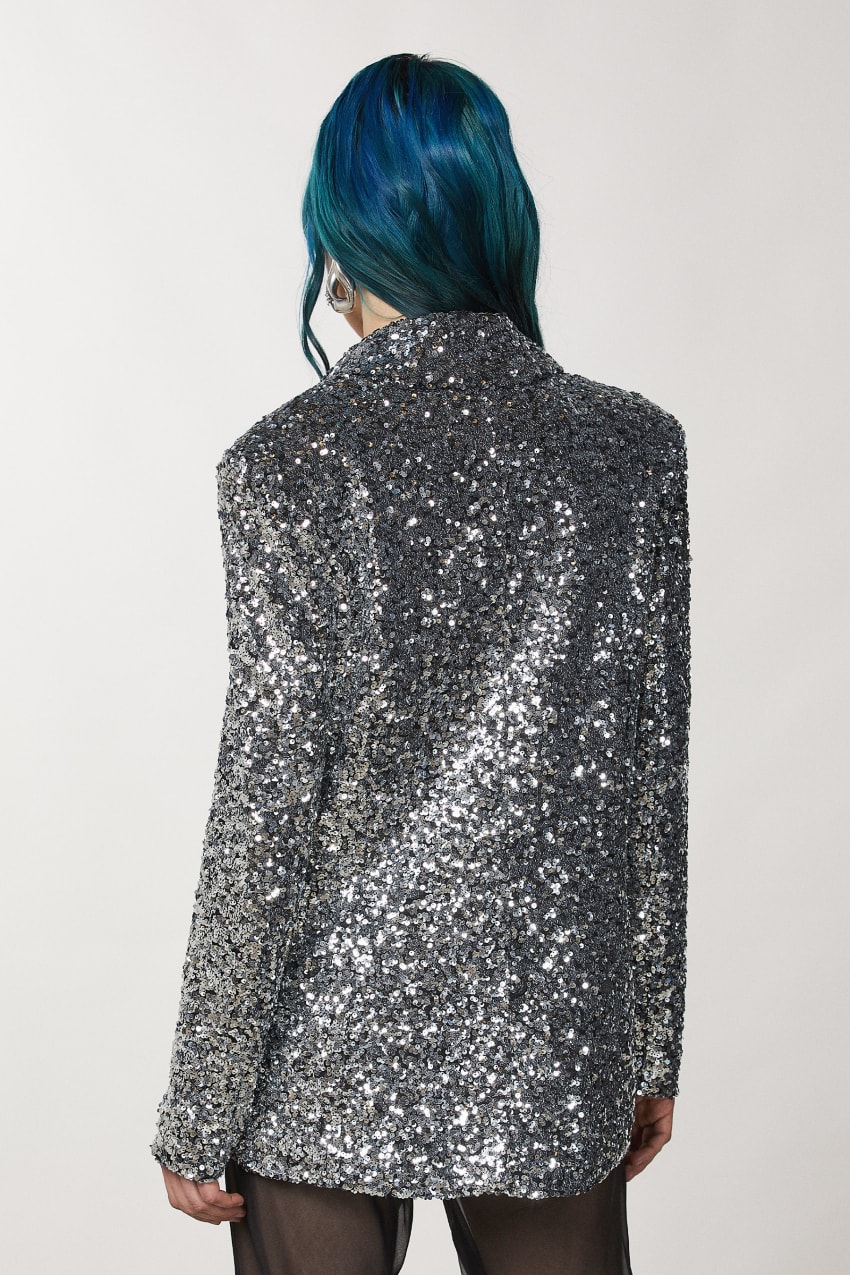 Patrizia Pepe Two-button Jacket With Sequins γκρι | OVPQREF-51