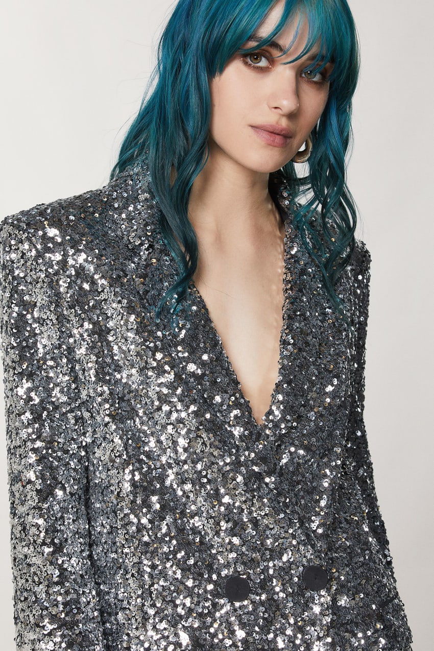 Patrizia Pepe Two-button Jacket With Sequins γκρι | OVPQREF-51