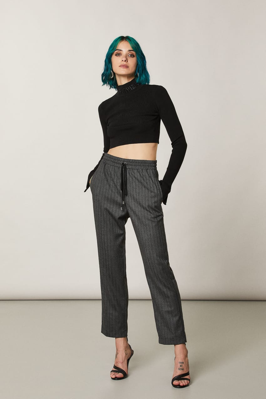 Patrizia Pepe Viscose Ankle Pants μαυρα | FOXJHIA-42