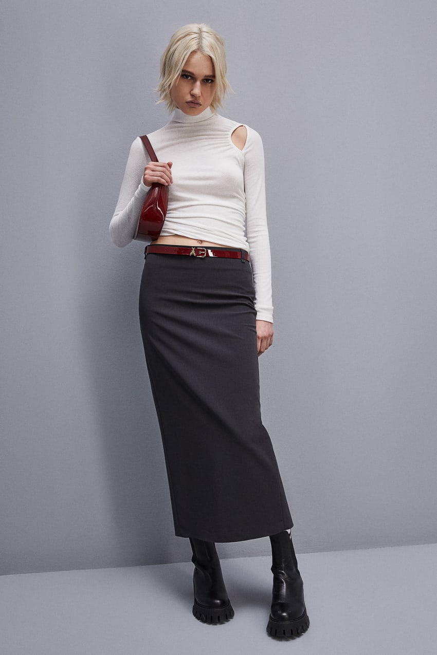 Patrizia Pepe Viscose Pencil Skirt γκρι | HVQSMEG-84