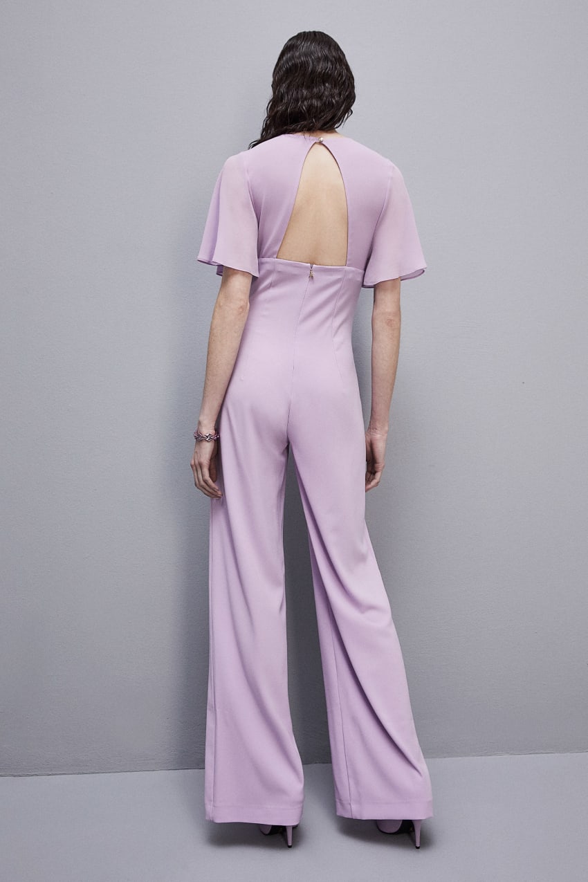 Patrizia Pepe V-neck Jumpsuit In Sablè Crepe Fabric μωβ | IWGSXCJ-92