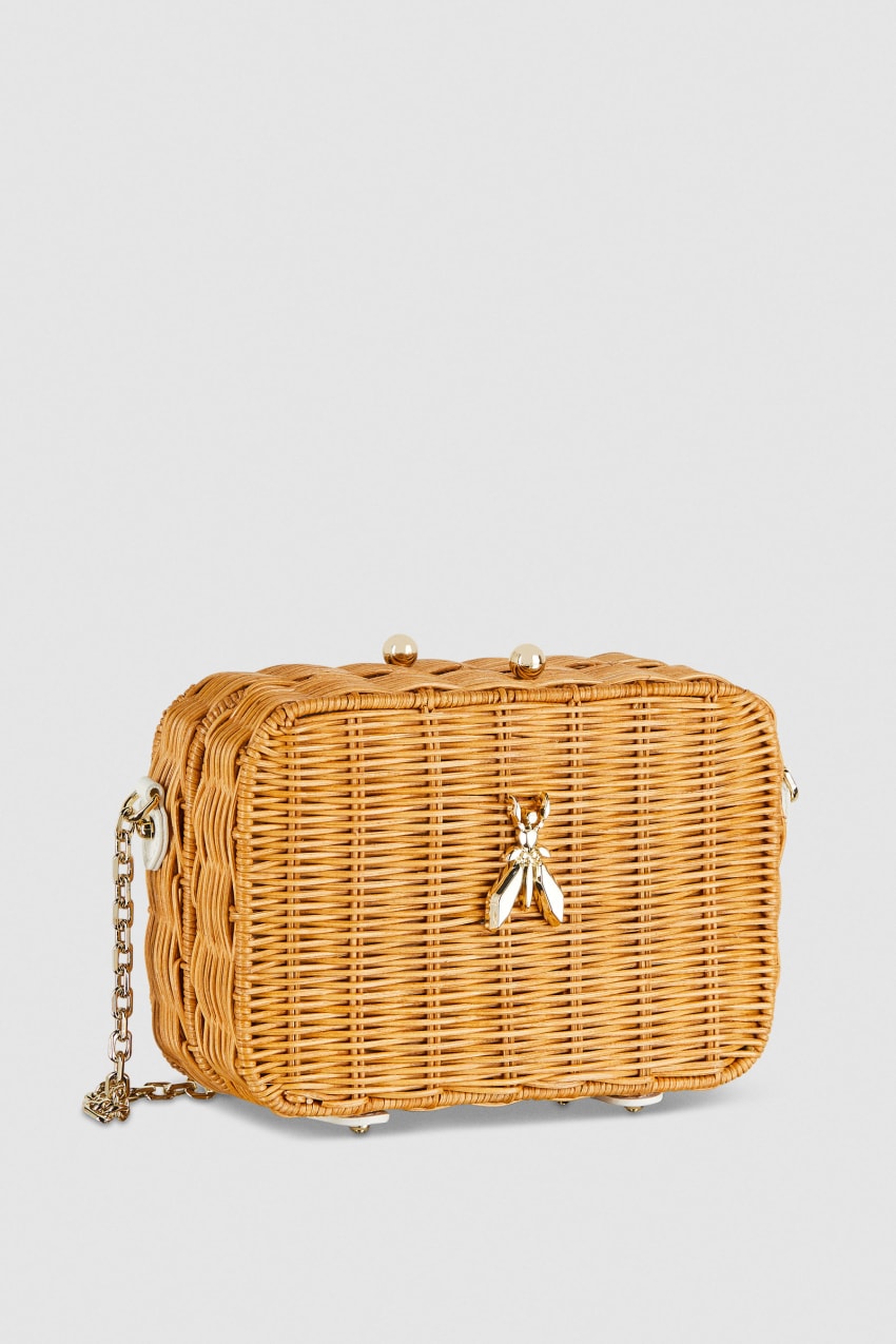 Patrizia Pepe Wicker Shoulder Bag ασπρα | XETMSJU-68