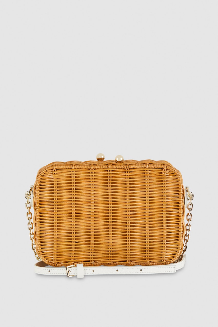 Patrizia Pepe Wicker Shoulder Bag ασπρα | XETMSJU-68