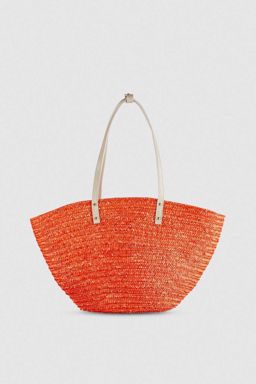 Patrizia Pepe Wide Braided Straw Shopping Bag πορτοκαλι | GXJOMPW-98