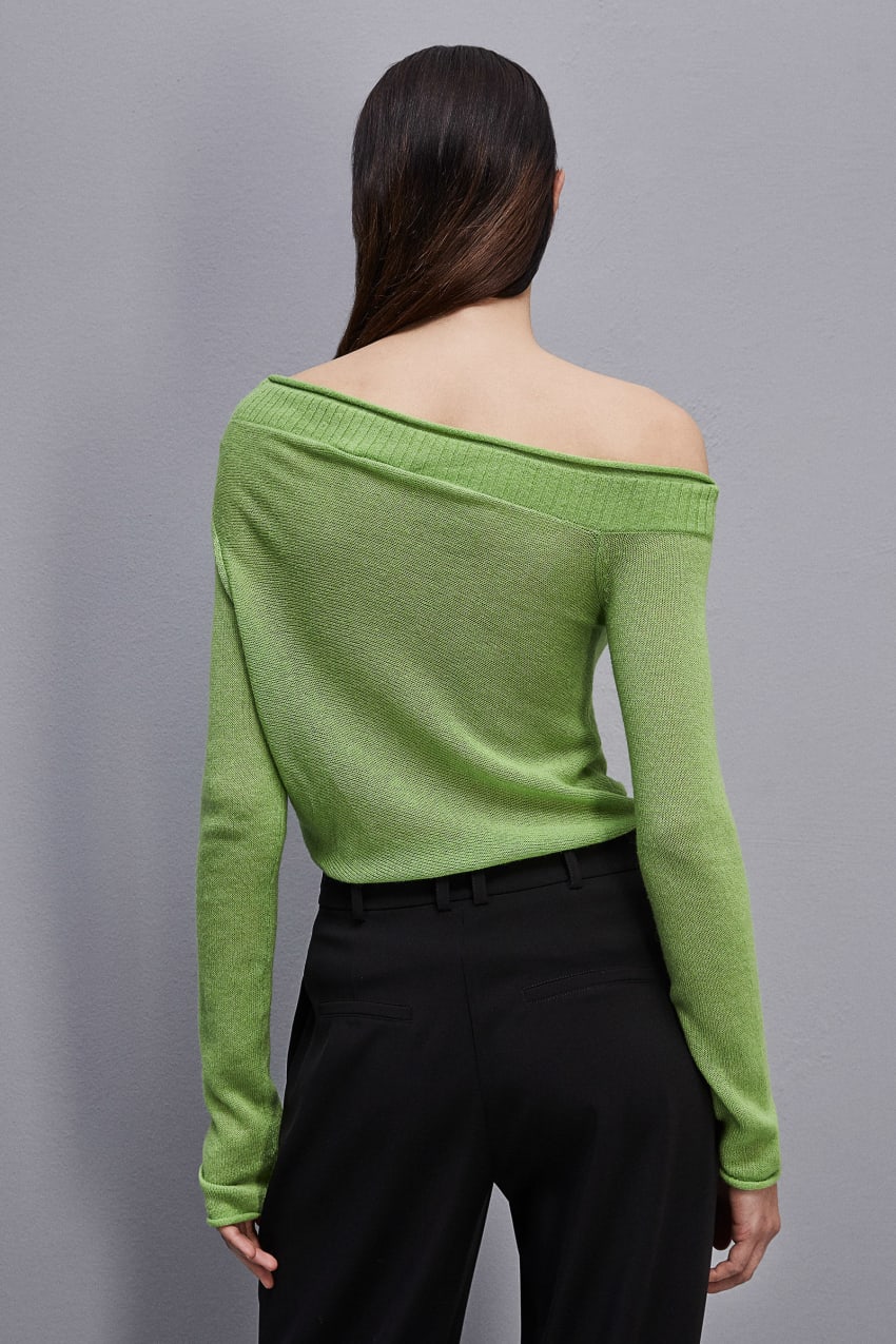 Patrizia Pepe Wool Sweater With Wide Neckline πρασινο | WQCVRAL-36