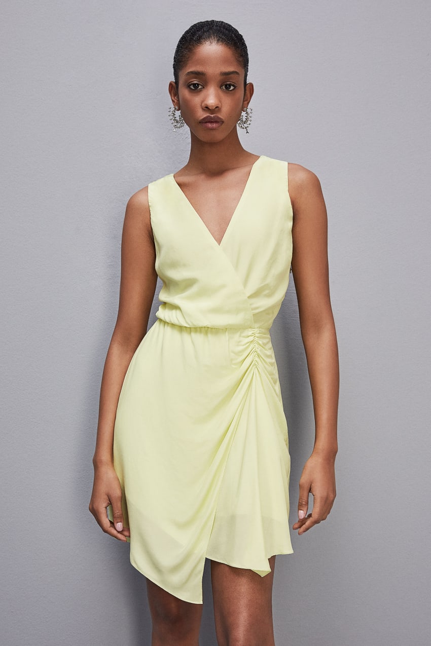 Patrizia Pepe Wrap-effect Sleeveless Dress In Certified Viscose κίτρινα | KLYFMRC-86