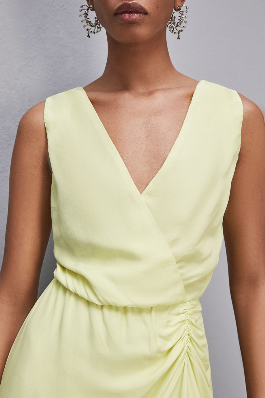 Patrizia Pepe Wrap-effect Sleeveless Dress In Certified Viscose κίτρινα | KLYFMRC-86